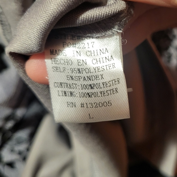 Entro Gray Burnout Velvet Long Sleeve Lace Collar Babydoll Dress Size Large Y2K - Picture 6 of 7